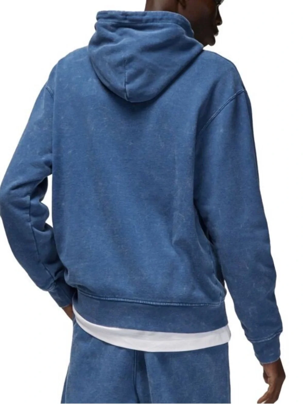 Jordan Essentials Fleece Blue Vintage-Wash Pullover Hoodie Jumpman Patch Size S